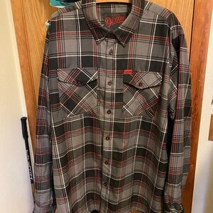 Grey/Red/Black Plaid Men’s 2XL Tall Dixxon Flannel Co. Flannel Button Up Shirt